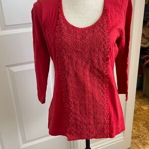 Eddie Bauer red embroidery front 3/4 tshirt
